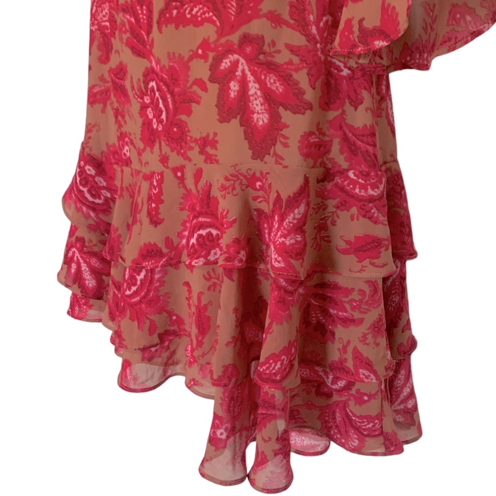 Sundae Muse Pink Floral Ruffle Bell Sleeve Mini Christy Dress Size US Sm… - Picture 6 of 11